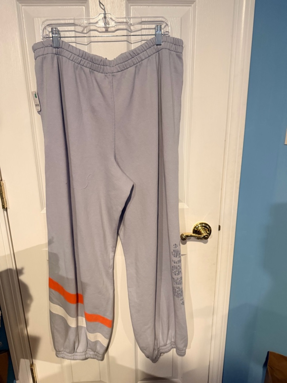 FP Movement by Free People Lavender Track Pants with Orange & White Stripes